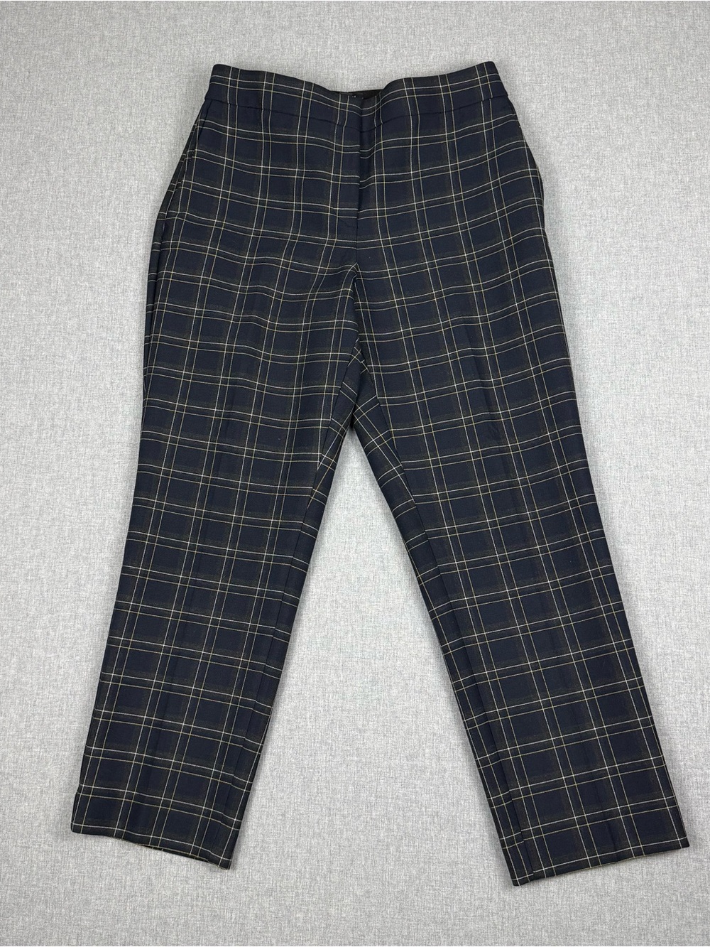 Ann Taylor Kate Fit Navy Plaid Trousers Size 10 Career Preppy
